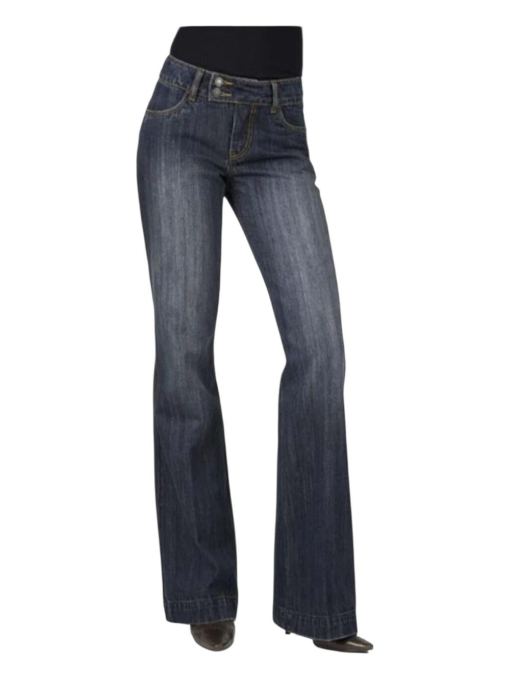 Stetson Womens Vintage Wash Double Button Western Bootcut Denim Jeans Size 14